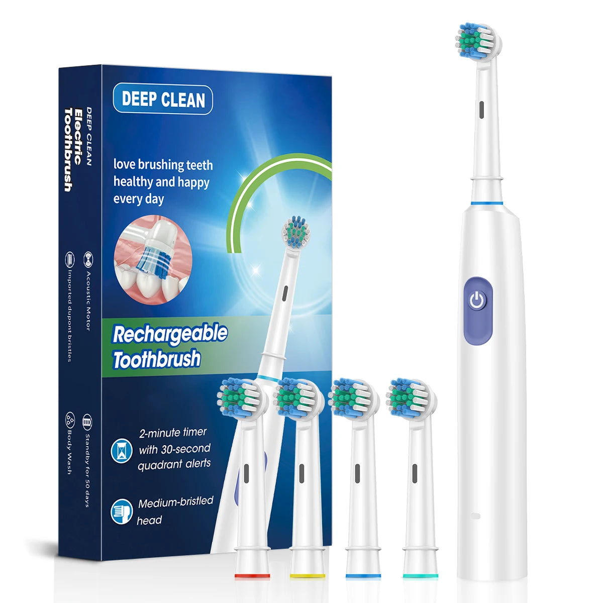 2002 Rotating electric toothbrush New 2025 Adult Timer Brush 6 Mode USB Charger Rechargeable Tooth Brushes Replacement Heads Set