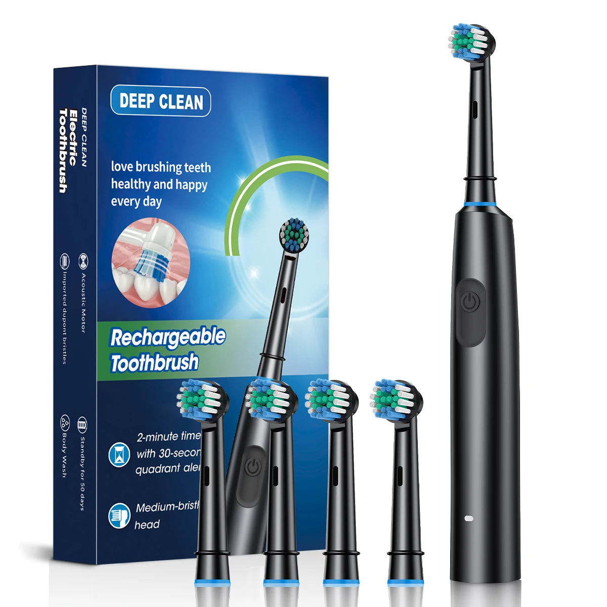 2002 Rotating electric toothbrush New 2025 Adult Timer Brush 6 Mode USB Charger Rechargeable Tooth Brushes Replacement Heads Set
