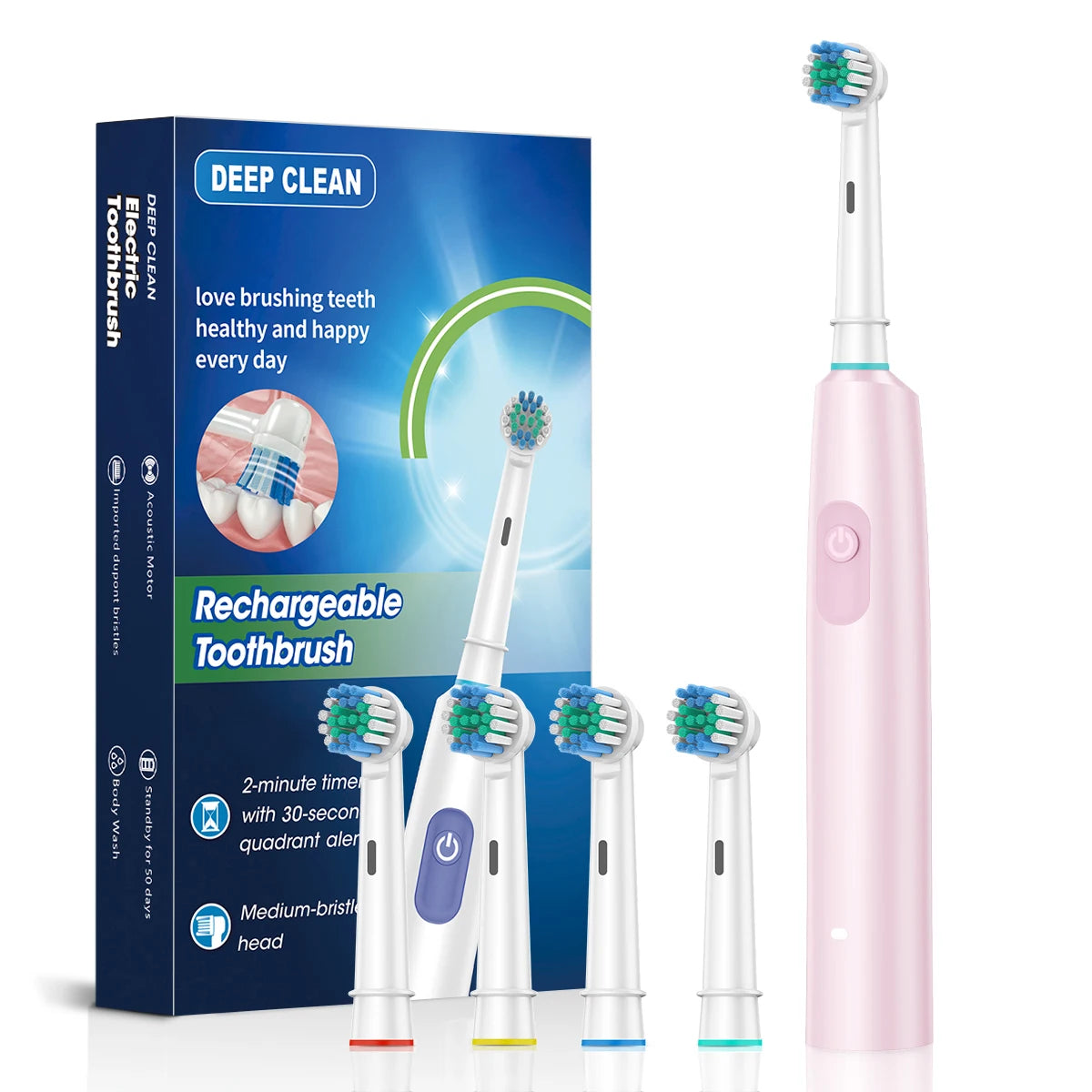 2002 Rotating electric toothbrush New 2025 Adult Timer Brush 6 Mode USB Charger Rechargeable Tooth Brushes Replacement Heads Set